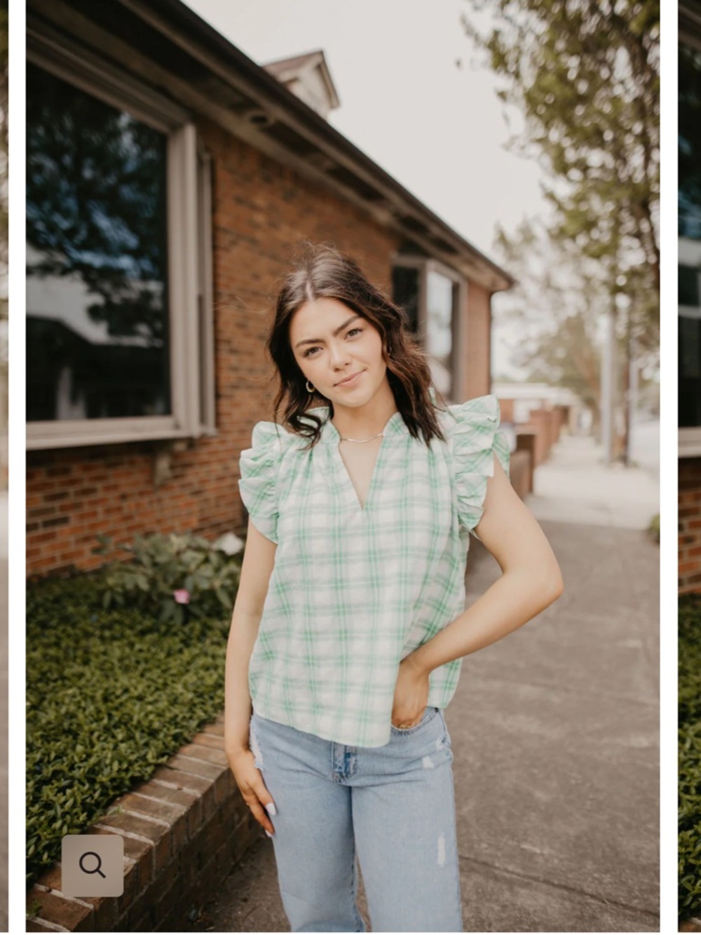 New With Tags Olivaceous Green Plaid Top Sz M